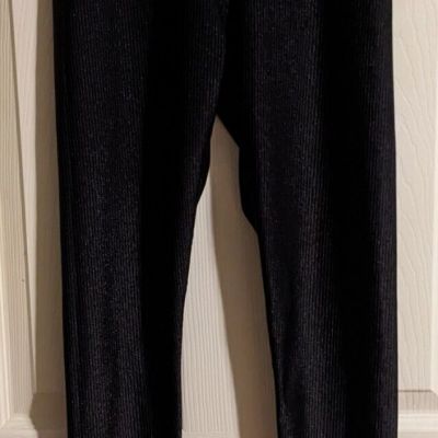 Offline by Aerie Black Ribbed Leggings Cross Waist 7/8 Length Hi-Rise Long Insm