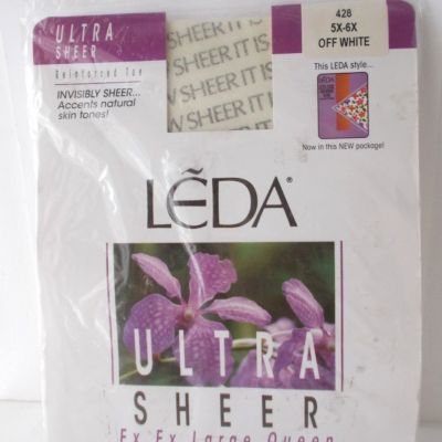 LEDA Ex Ex Large Queen Pantyhose Reinforced Toe Size 5X-6X Off White