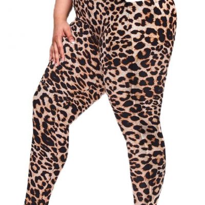 Plus Size Leggings with Pockets for Women, High Waisted XX-Large, Leopard