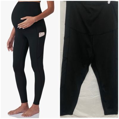 Maternity Workout Leggings Over The Belly Pregnancy Yoga Pants with Pockets XXL