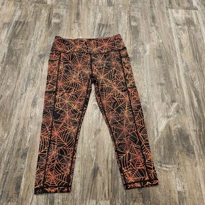 Constantly Varied Gear CVG Halloween Spiderweb Leggings Orange Black Sz M Squats