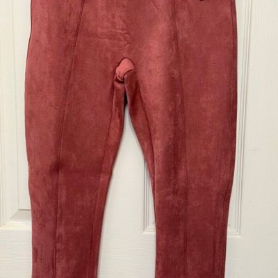 SPANX Faux Suede Leggings RICH ROSE High Waist Pull On Women's M #20322R NEW!