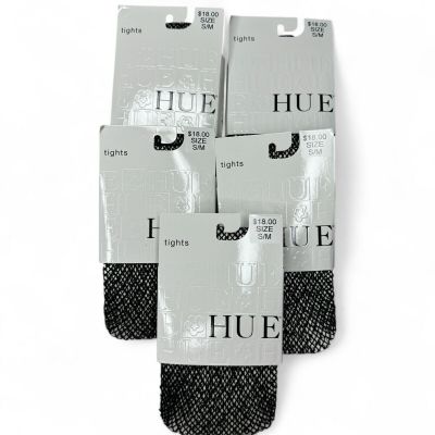 HUE Wool Boucle Loop Net Tights Size S/M Black - Wool Nylon Blend - 5 Pairs New