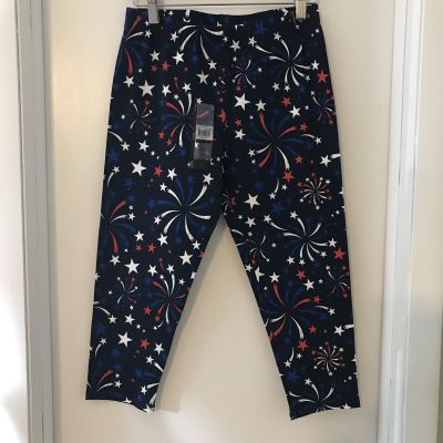 New No Boundaries Navy Blue Stars High Rise Capri Cotton Leggings Juniors Size S