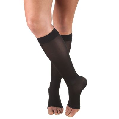 Truform Women's Stockings Knee High Open Toe: 20-30 mmHg M BLACK (0361BL-M)