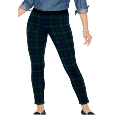 Talbots Green Plaid Tartan High Rise Ankle Skinny Pants Leggings Size 16W