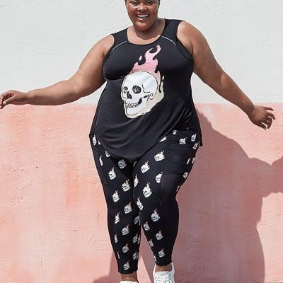 NWT Torrid 4X Black Performance Skull Active Leggings Size 26 $59.50