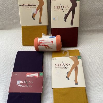 Merona Womens Premium Opaque Tights Red Yellow Purple Medium Tall Target Lot