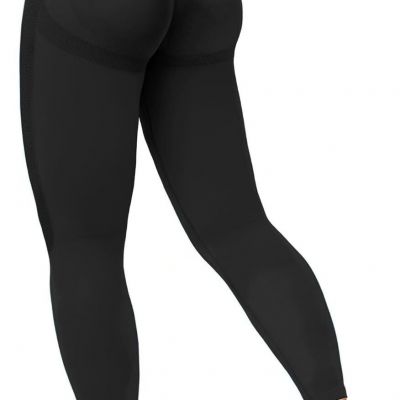 Womens Workout Scrunch Leggings High Waisted Booty Butt Lifting Medium, Black