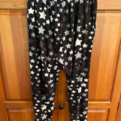 Leggings Depot Women Black Star Print Soft Pants XL EUC Orig $35 Fourth of July