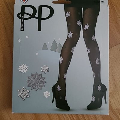 Pretty Polly Snowflake Tights Black One Size