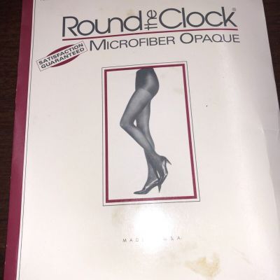 Vtg NOS 90s ROUND The CLOCK Control Top Nylons~French Navy D Pantyhose Opaque