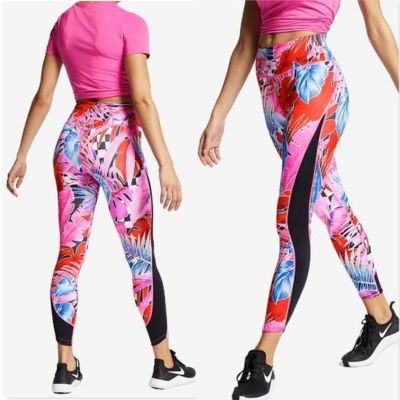 Nike One Leggings Tropical Laser Fuchsia Print Plus XS