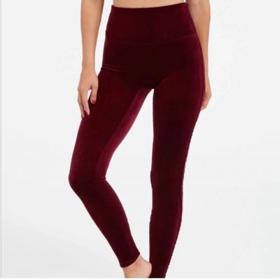 Spanx Velvet Leggings in Rich Burgundy - Size S