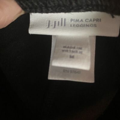 J.Jill  Capri Leggings Crop Medium Black  Elastic Pull On Pima Cotton Capri