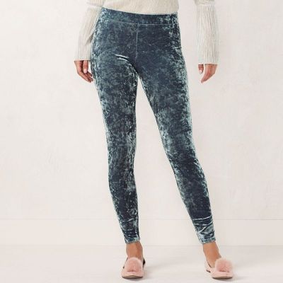 LC Lauren Conrad | Blue Crushed Velvet Leggings | Medium