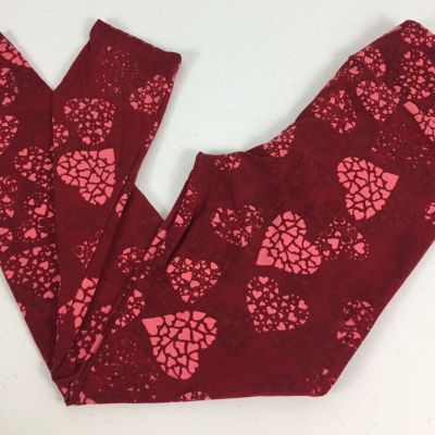 LuLaRoe One Size Leggings Hearts ?? Red Multicolor Unicorn Super Rare EUC