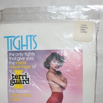 Vintage Terri Guard tights pantyhose seamless run-resist Grey ~  Large