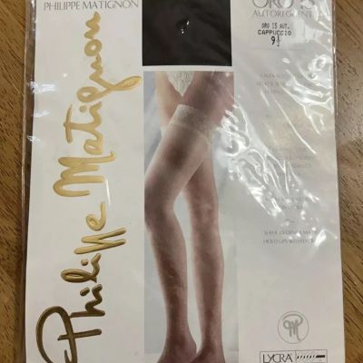 Philippe Matignon Hold Ups Thigh Highs Size 9.5 (M) Cappuccio Lace Top Stockings