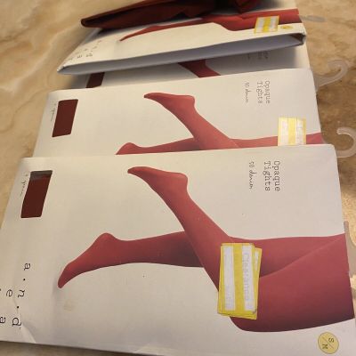 SEXY WOMEN OPAQUE TIGHTS LOT 5 -SALSA RED COLOR -SIZE S/M - BRAND A NEW DAY