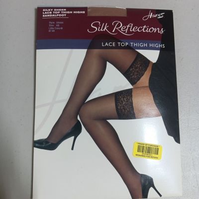 Hanes Women's Silk Reflections Sheer Lace Top Thigh-High Stockings SZ A/B