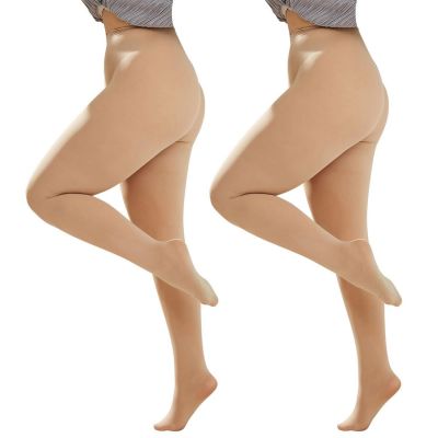 Women's Plus Size Pantyhose Sheer Stocking Control Top Tights High Waist Ultr...