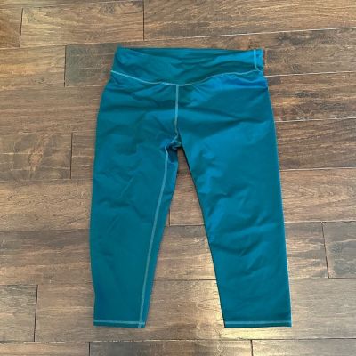 Fabletics Teal Green High Waist Capri Crop Yoga Legging Active Exercise Gym