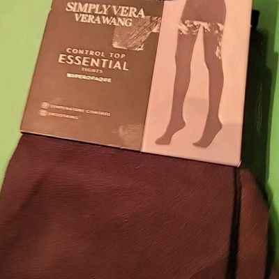 NEW!Vera Wang CONTROL TOP TIGHTS ~BLACK ~Superopaque /Sz 4 ~ 205-250lbs 5'2