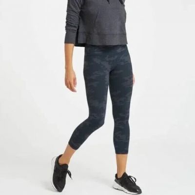 Spanx Green Gray Blue Camo Look At Me Now Seamless Cropped Leggings