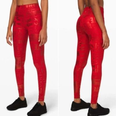 Lululemon Wunder Under High Rise Red 20YR Manifesto Foil Dark Red Size 6