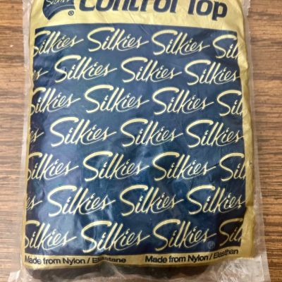 Vintage Silkies Control Top Pantyhose, Queen/XL,  Color Jet Black