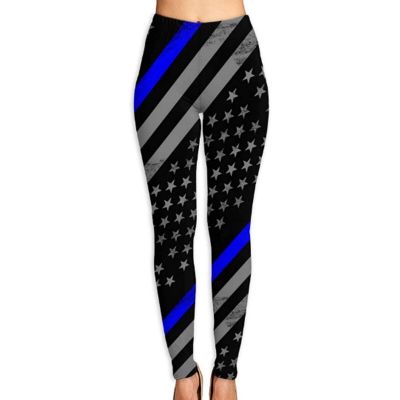 Blue Line American Flag Women's Girls 3D Printed Leggings Soft Workout Gym Yoga