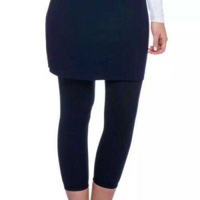 Legacy Legwear Navy Blue Skirted Capri Leggings XXS New Skirt Travel Workout