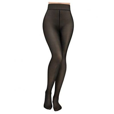 Fleece Lined Tights Women Fake Translucent One Size Black 85g-No Fleece