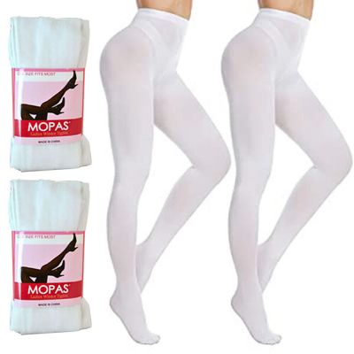 2 Pairs Ladies White Winter Tights Stockings Footed Dance Pantyhose One Size Fit