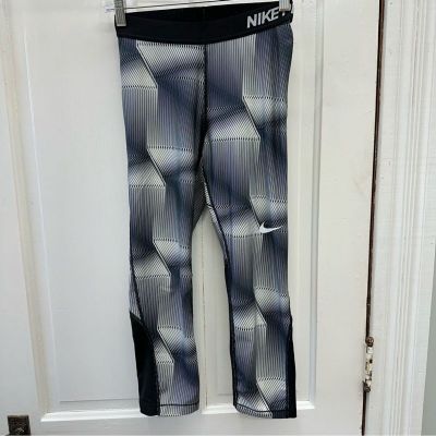 Nike Pro athletic dri-fit leggings capris black gray women's medium