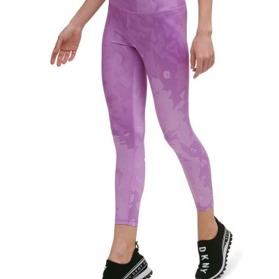 DKNY Womens Purple Moisture Wicking Style Active Wear High Waist Leggings M