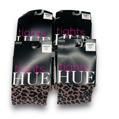 Hue Animal Print Tights With Control Top- Size 1 Mink 4 Pair