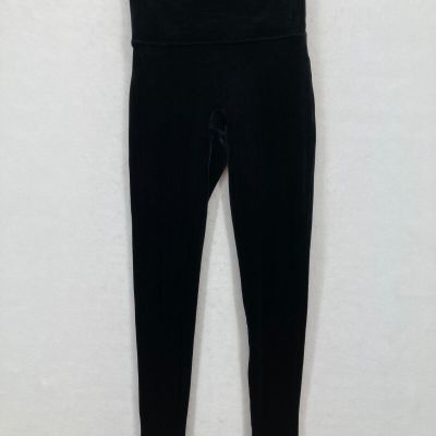 Spanx Ankle Leggings Women's Medium Black Velvet Stretch Fabric Pull On Pants