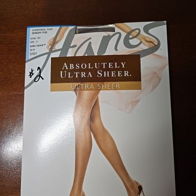 #2 Hanes Absolutely Ultra Sheer, Control Top, Sheer Toe Size A In Barely Black