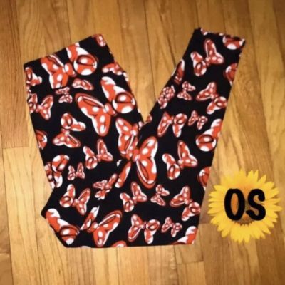 OS Minnie Bows Leggings Black One Size Disney Inspired Mini Mouse Bow Style