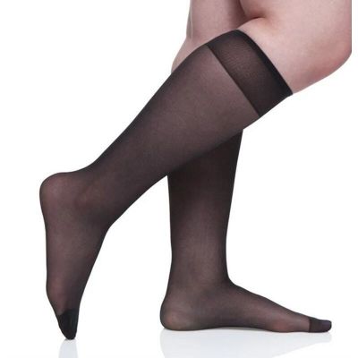 Berkshire Ladies Fantasy Black Ultra Sheer Reinforced Toe Knee Highs, Size 10-13