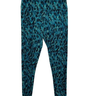 Soft Surroundings Womens Moyambe Animal Print Leggings Green Black Size Small