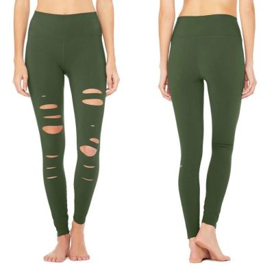 ALO YOGA HIGH WAIST RIPPED WARRIOR LEGGINGS HUNTER size M