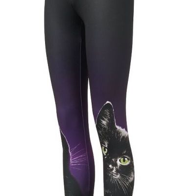 Halloween Black Cat Leggings Ladies Small NWT