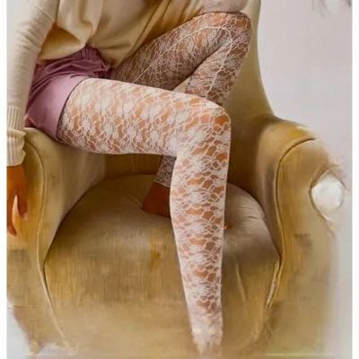 Free People Lacey Daze Lace Leggings Size S Cream Footless Sheer NWT