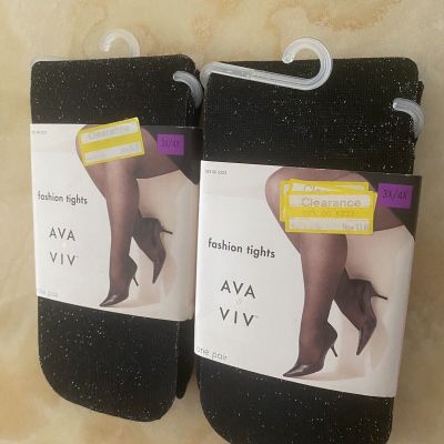 A NEW DAY BEAUTIFUL SEXY FASHION TIGHTS EBONY BLACK SIZE 3X/4XTWO PAIRS FREE SHI