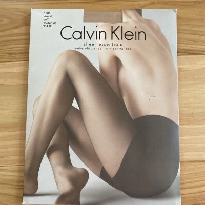 Calvin Klein Sheer Essentials Pantyhose Matte Ultra Sheer Control Top Sz D Buff