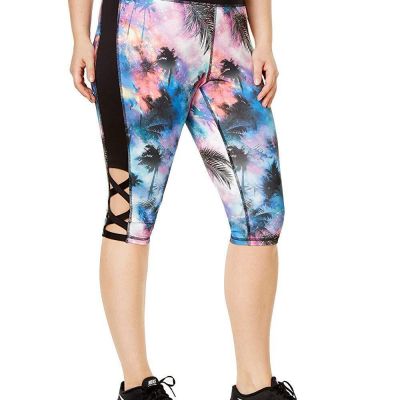 Material Girl Womens Plus Printed Capri Athletic Leggings Size:1X,Tropic Galaxy