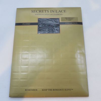 SECRETS IN LACE Stockings 9950 R H & T Black/Grey Long vintage hosiery #2550